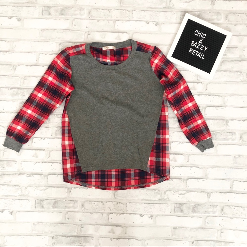 NWOT JIN GUANYE Plaid Flannel Sweatshirt Top